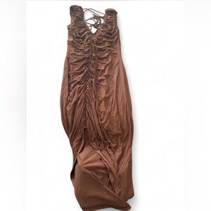 Bailey 44 Brown Ruched Sweetheart Maxi Gown